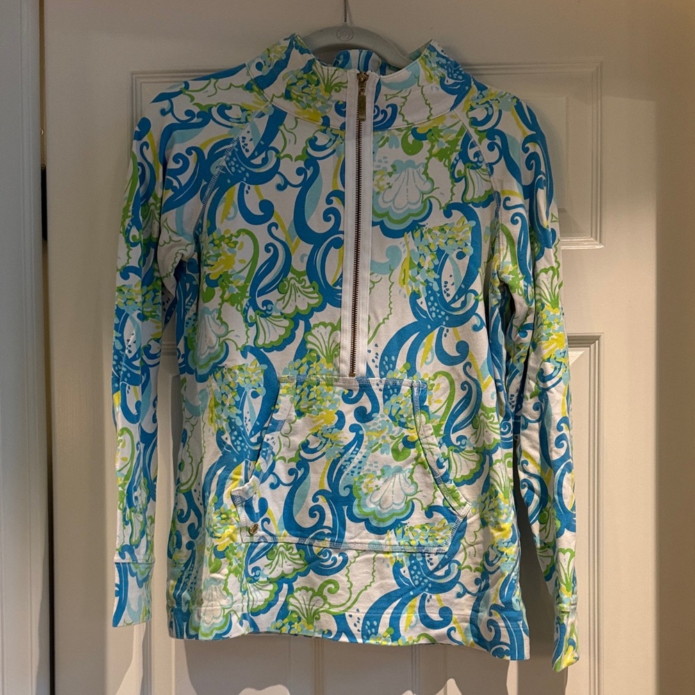 Lilly Pulitzer Blue, Green & White Half-Zip Popover